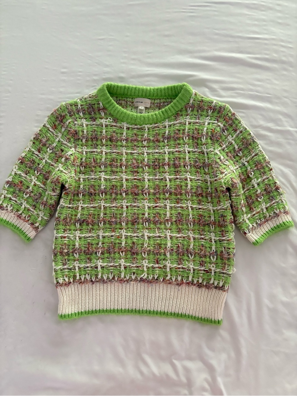 River Island London Bright Green Plaid Knit Sweater - Women